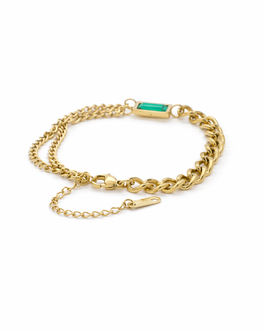 Emerald Curb Gold Plated Bracelet