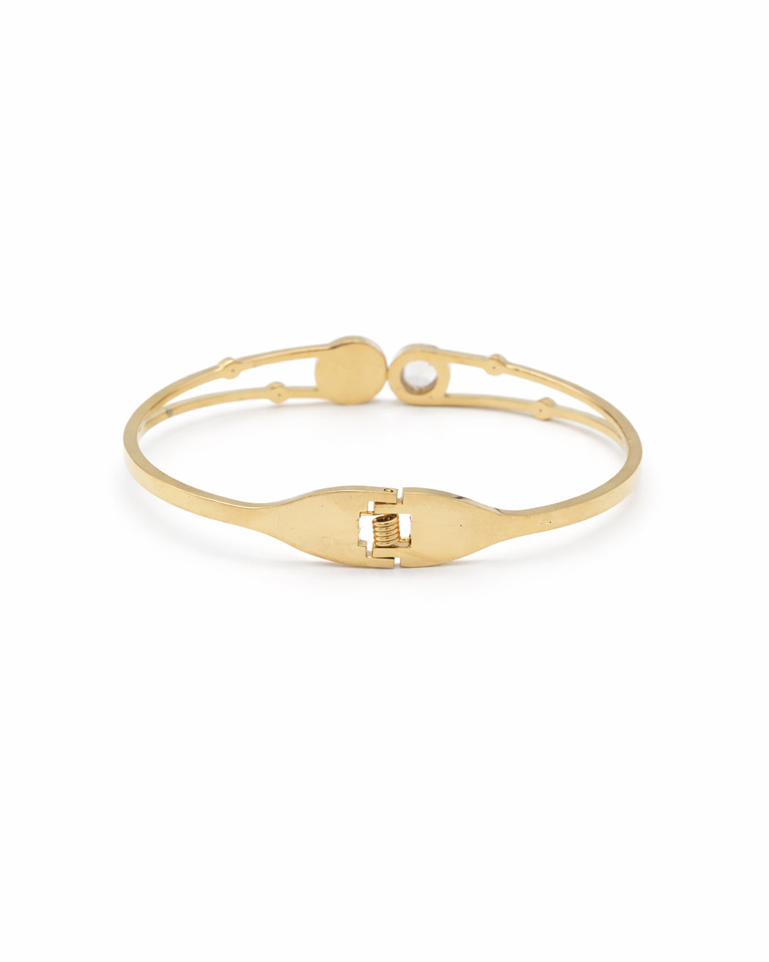 Black Enamel & Solitaire Crystal Gold Plated Kada