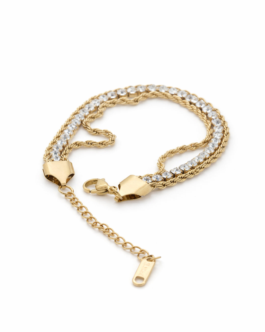 Twisted Tennis Crystal Gold Bracelet