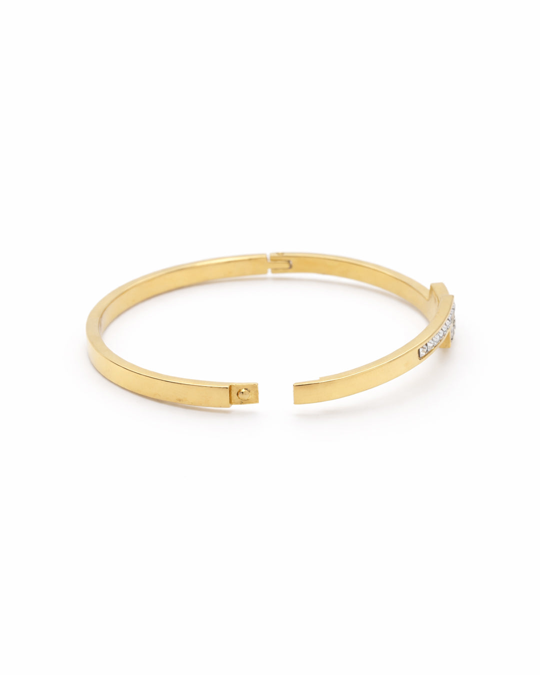 Zig-Zag Crystal Tiered Gold Plated Bangle Kada
