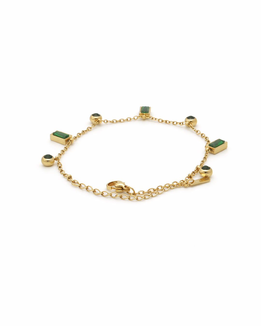 Emerald Drop Bezel Gold Bracelet