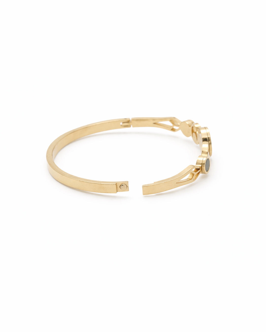 Black Enamel Orbital Crystal Gold Plated Kada