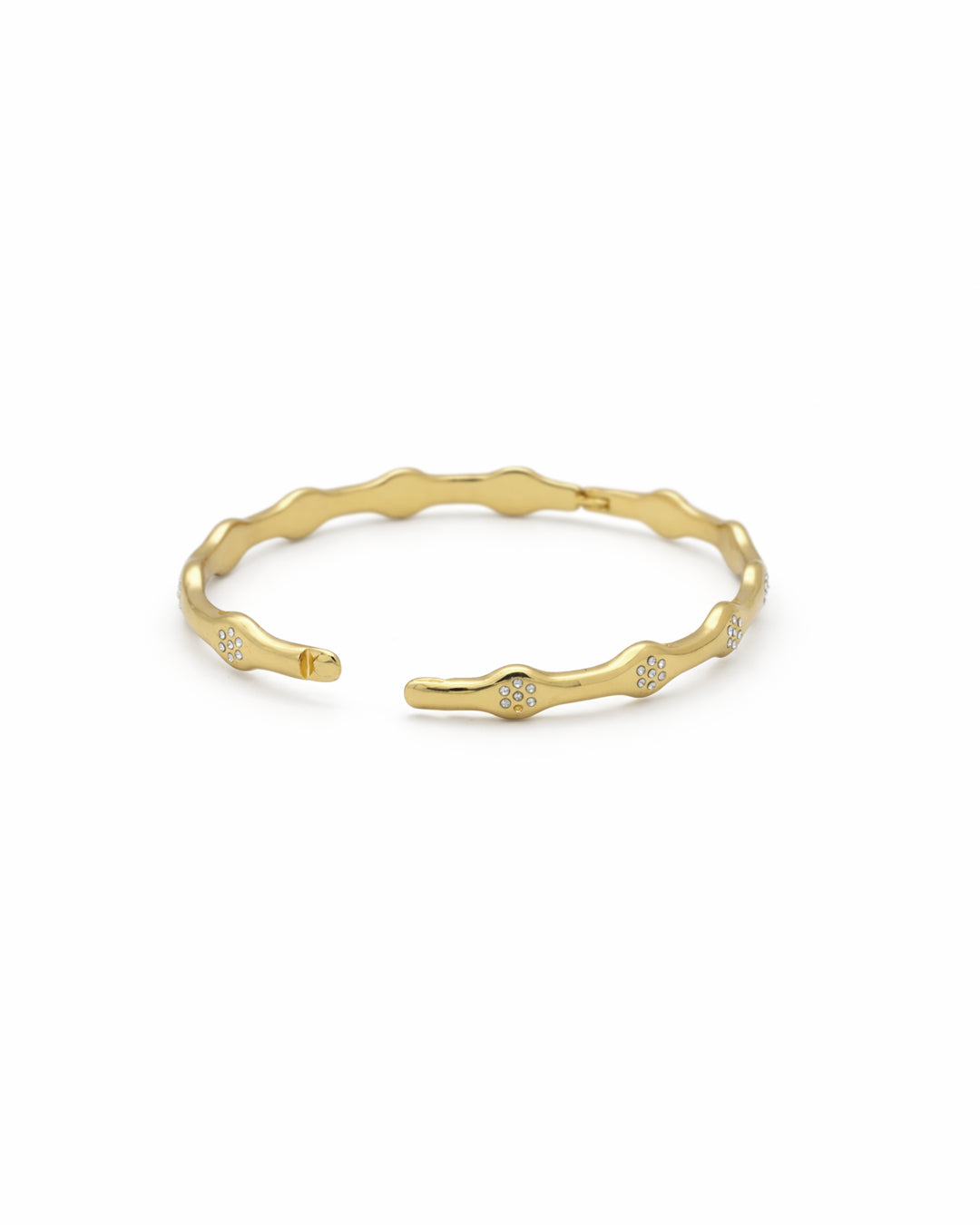 Scallop Wave Pavé Crystal Gold Plated Kada