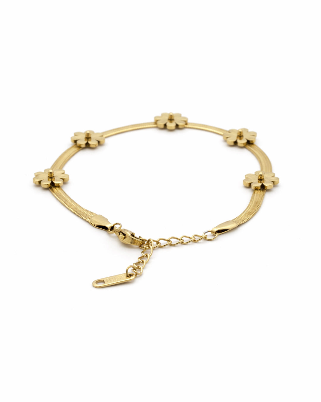 Daisy Bloom Herringbone Gold Plated Bracelet