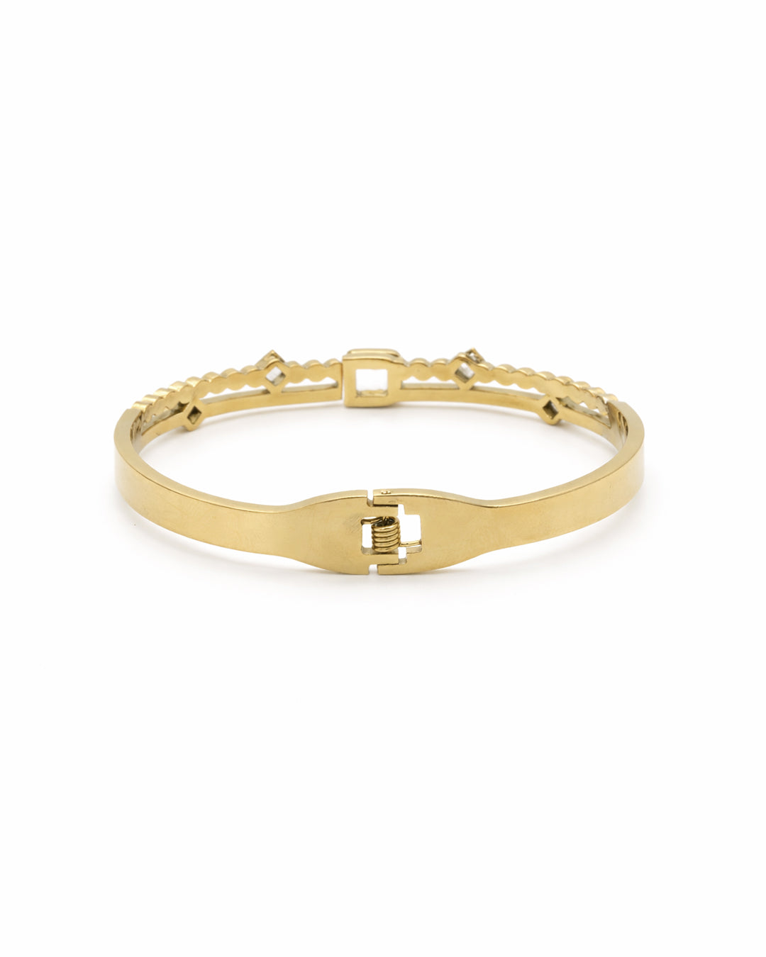 Princess Cut Rope Rail Crystal Gold Plated Kada