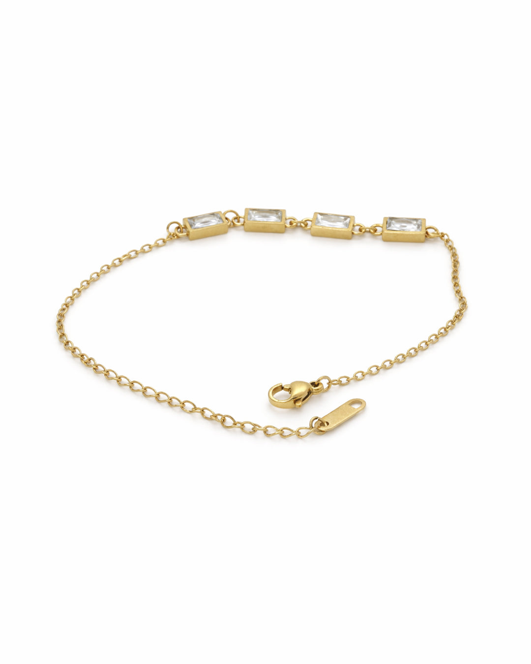 Baguette Bezel Crystal Gold Bracelet