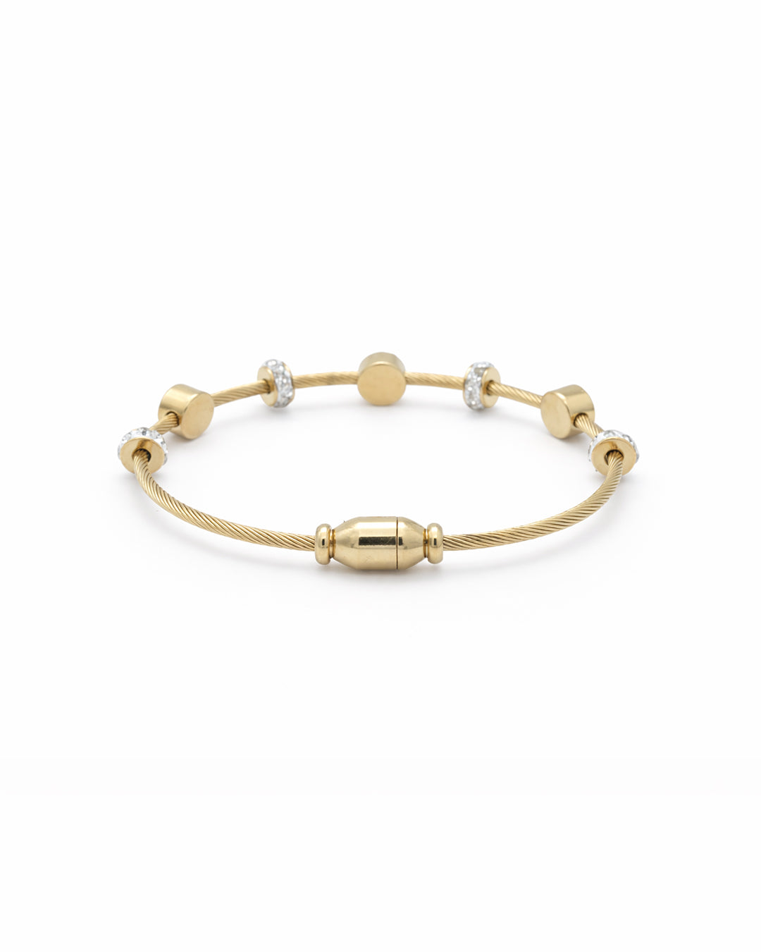 Evil Eye Crystal Charm Gold Plated Cable Bangle