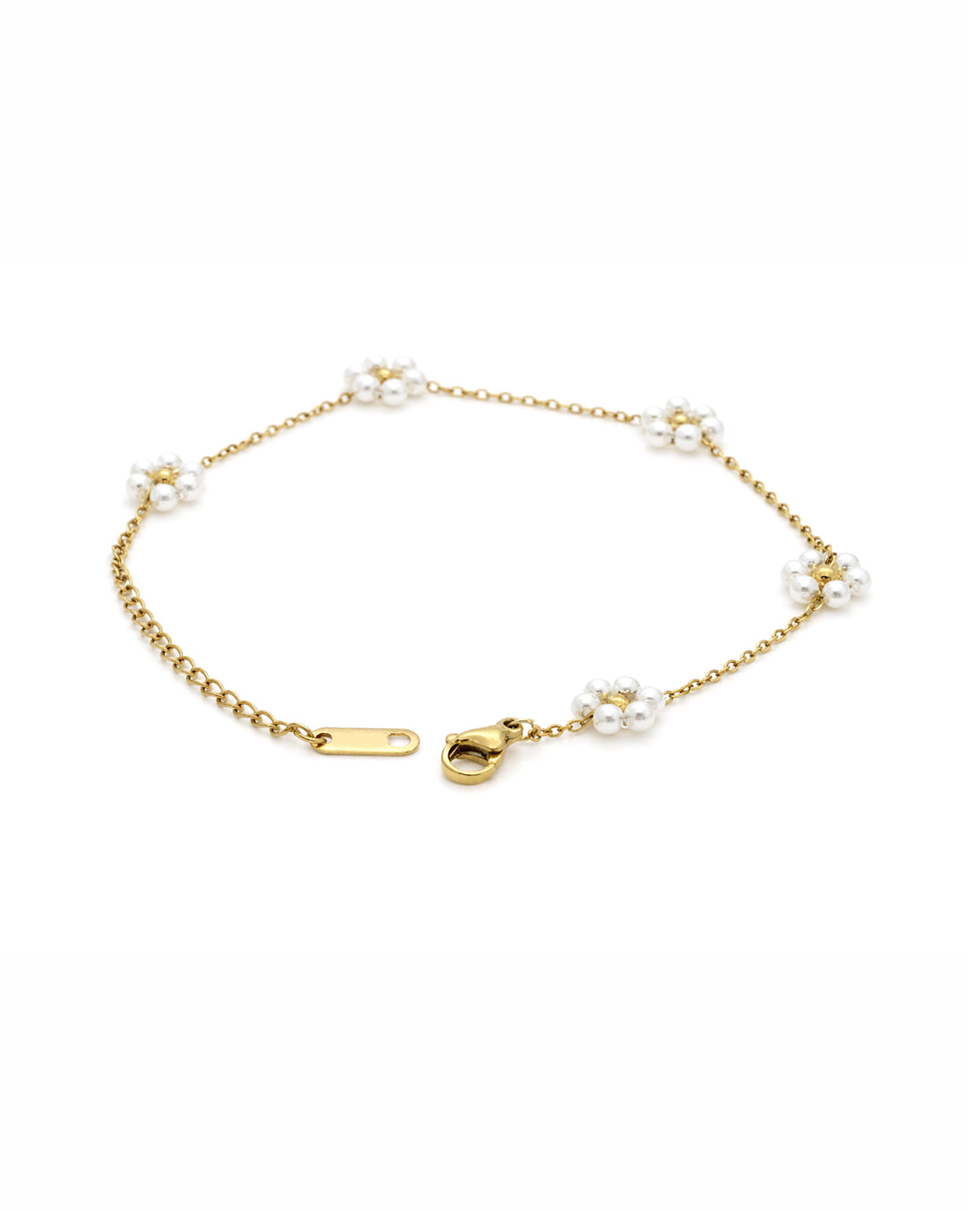 Daisy Pearl Cluster Gold Bracelet