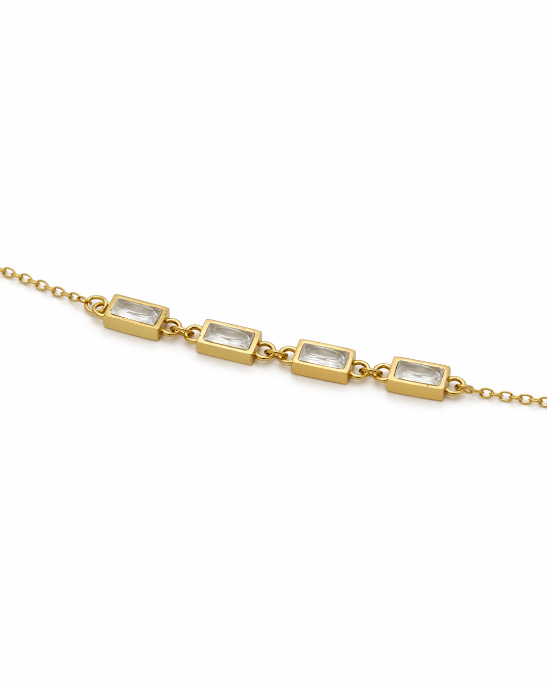 Baguette Bezel Crystal Gold Bracelet