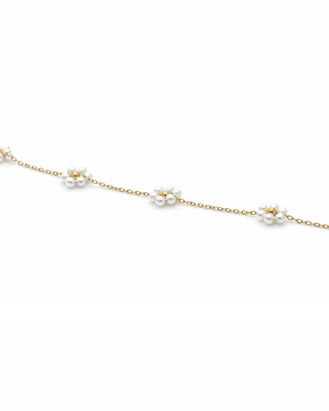 Daisy Pearl Cluster Gold Chain Bracelet