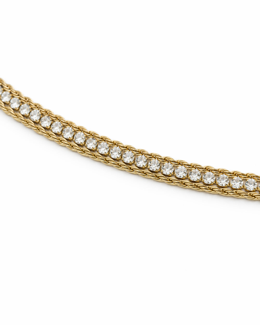 Twisted Tennis Crystal Rope Chain Gold Bracelet