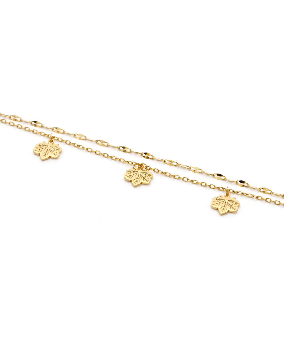 Maple Leaf Charm Gold Bracelet