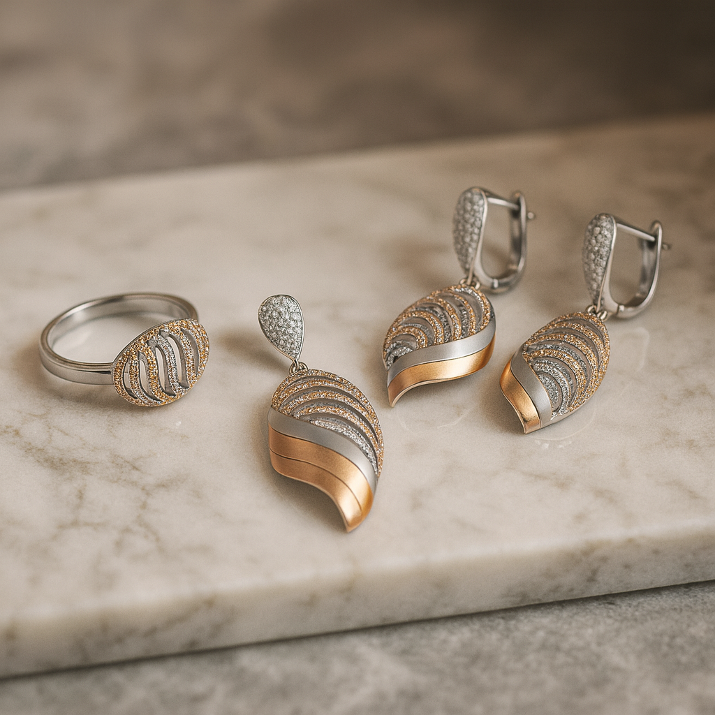 Ethereal Wave Silver 925 Fine Jewelry Set