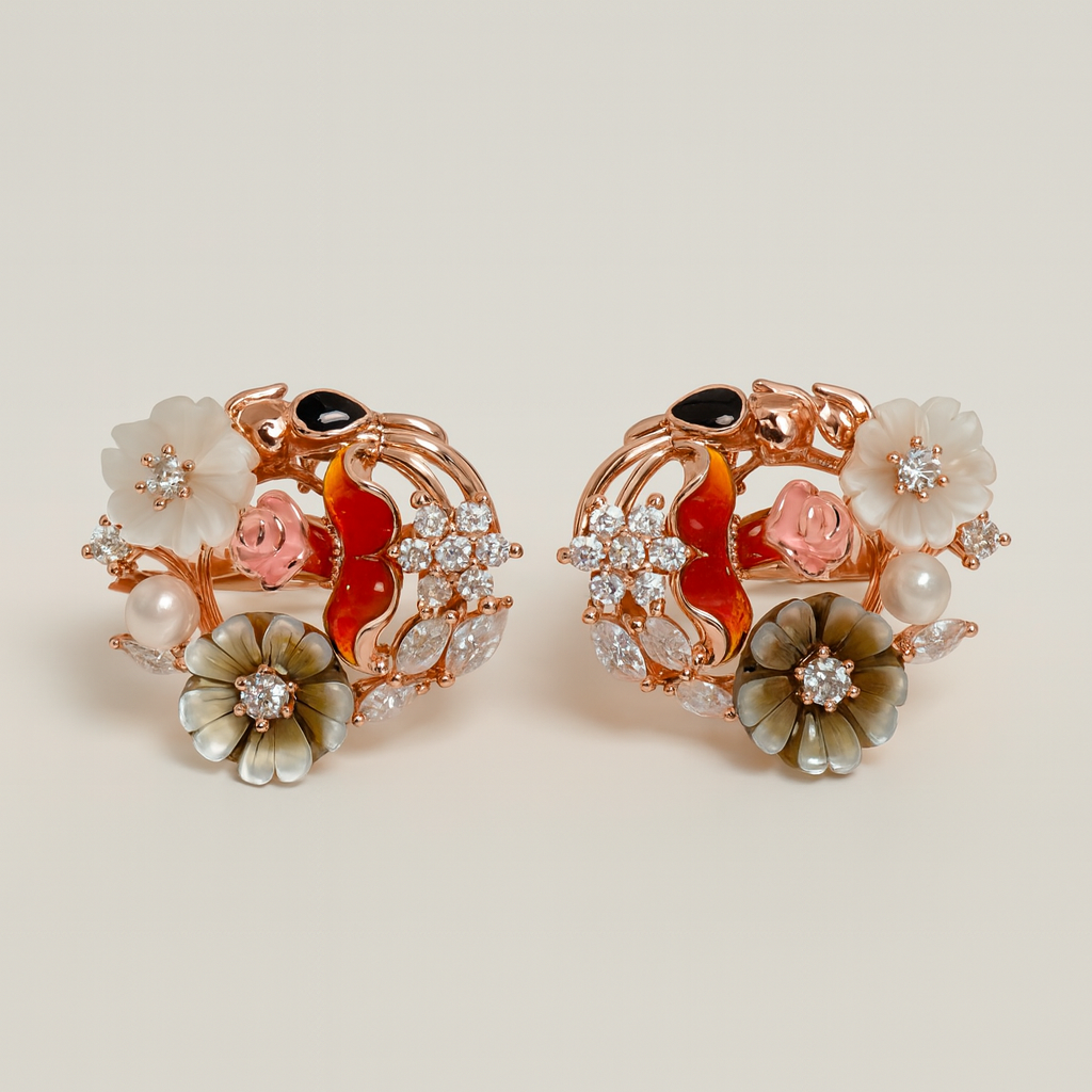 Silver Still Aure Earrings for Women(Rose Gold)