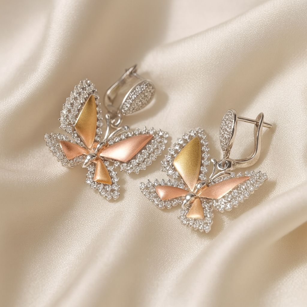 Golden Flutter Silver 925 Earrings