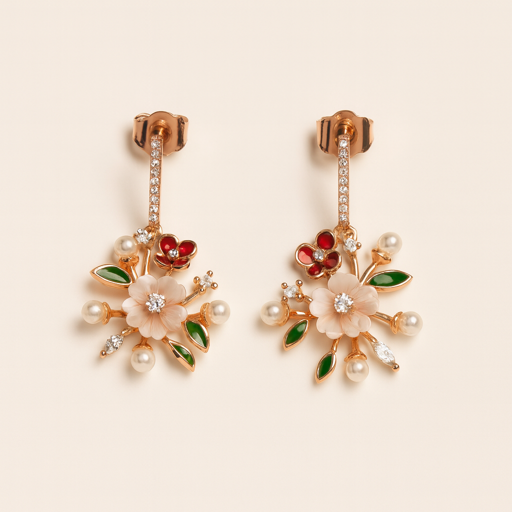 Golden Serenade Silver 925 Earrings (Rose Gold)