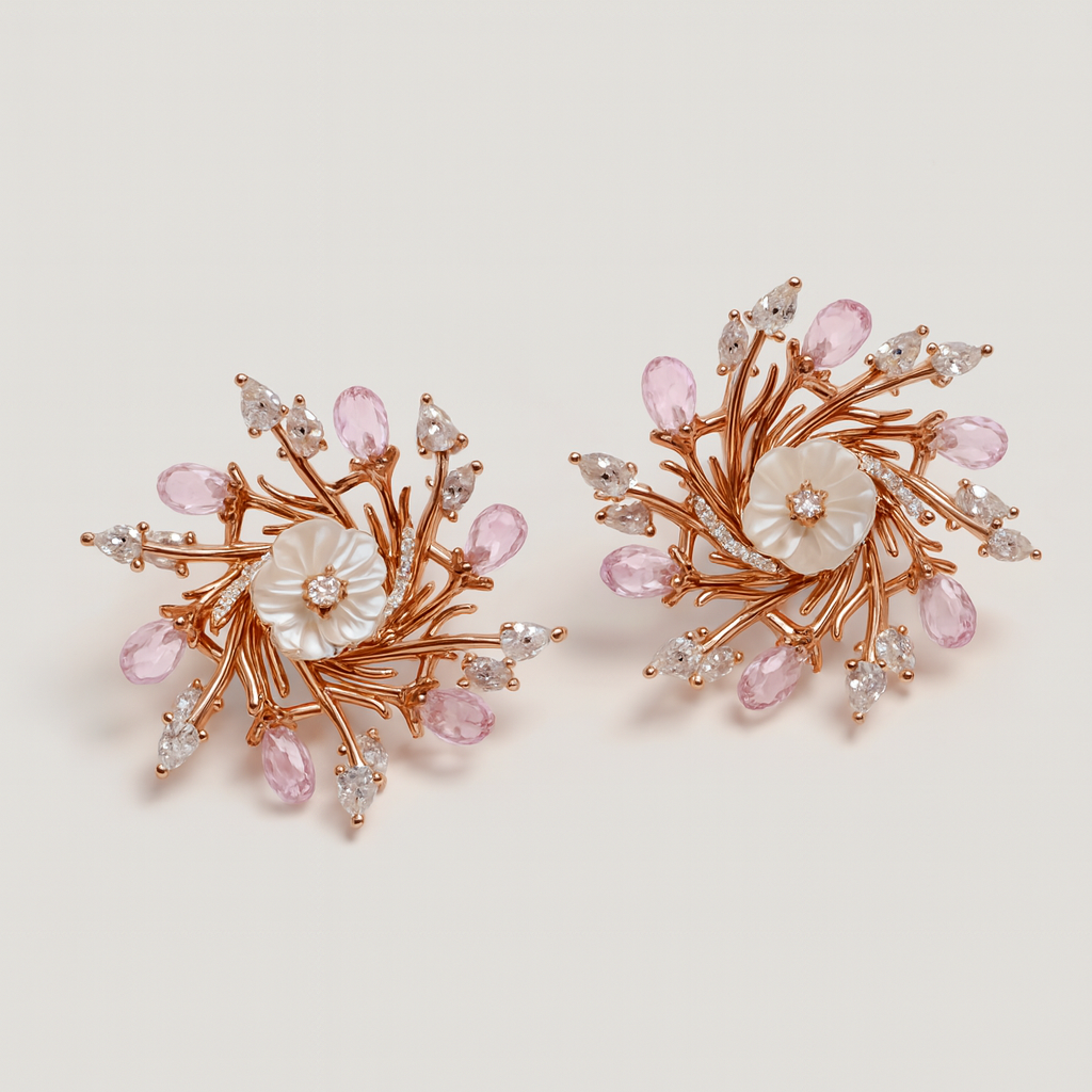 Golden Nocturne Silver 925 Earrings (Rose Gold)