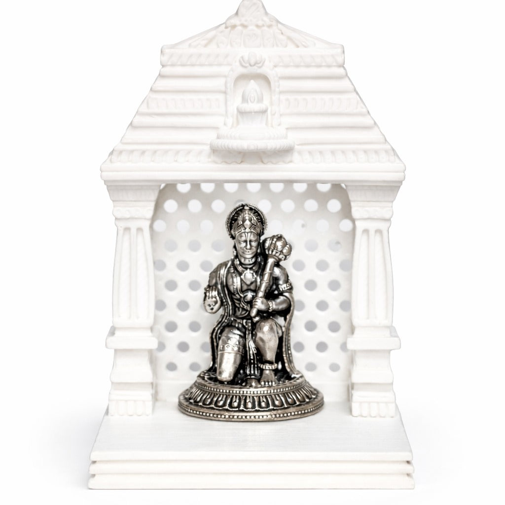 Ashirvad Hanuman Silver Idol With Mandir