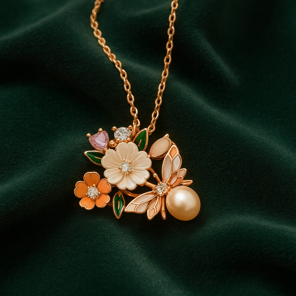 Silver Coralé Fleur Necklace for Women