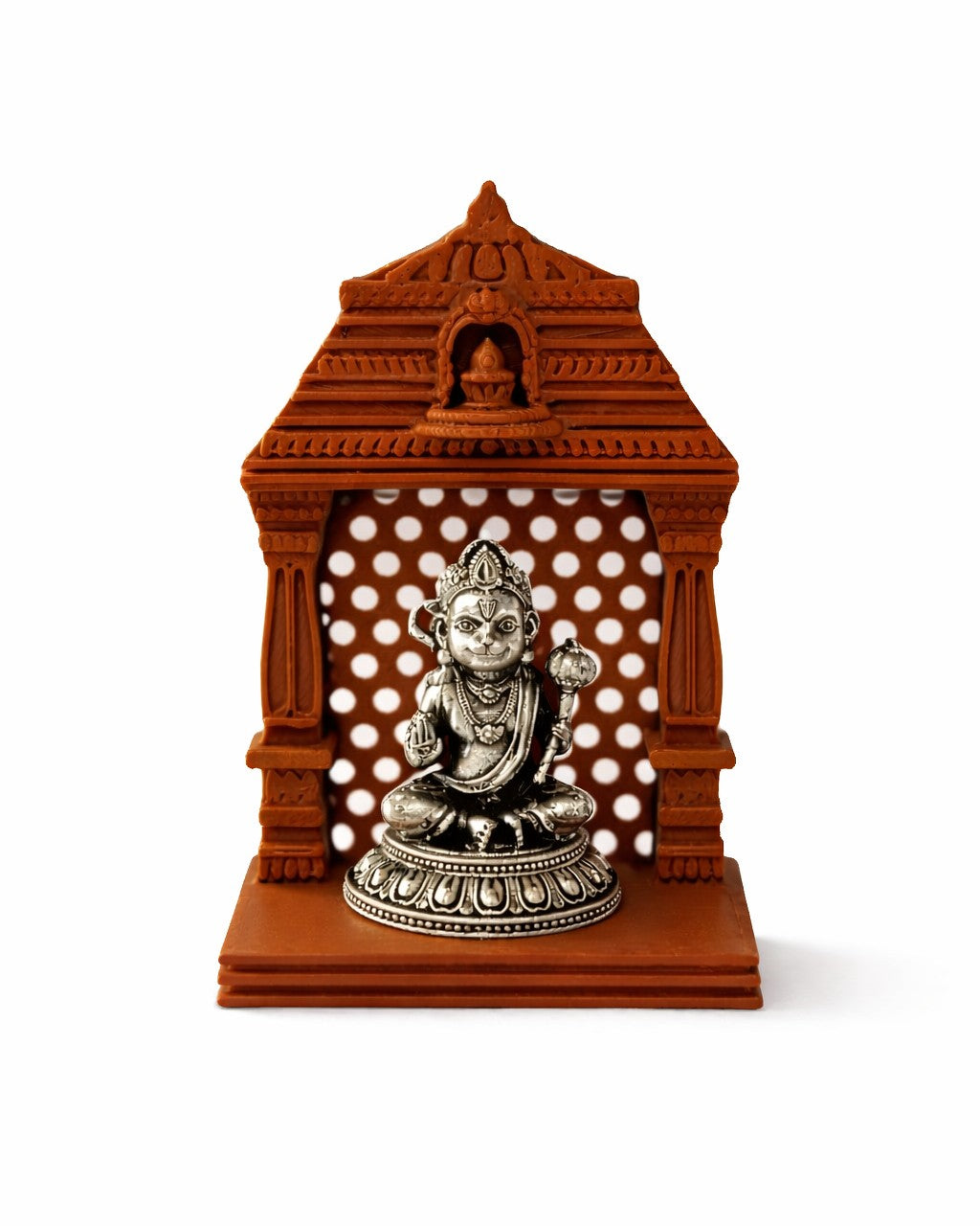 Bal Hanuman Silver Idol With Brown Mandir