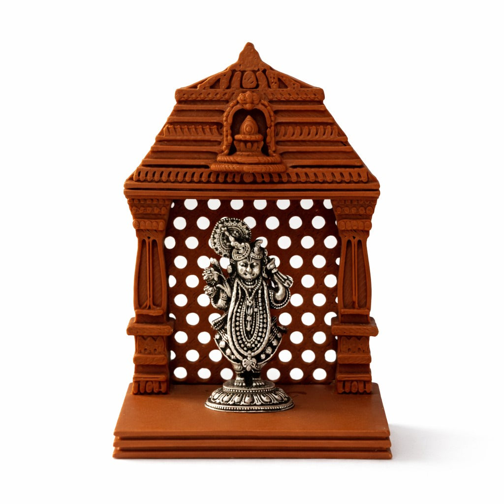 Shrinathji Silver Idol With Brown Mandir
