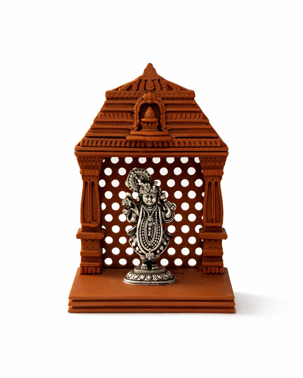 Shrinathji Silver Idol With Brown Mandir
