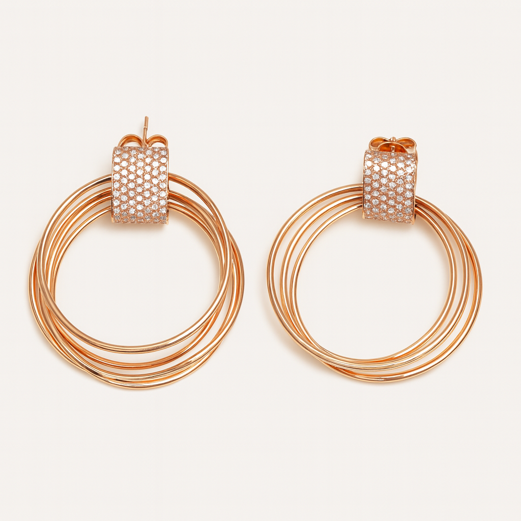 Silver Lustre Orbit Loop Earrings for Women