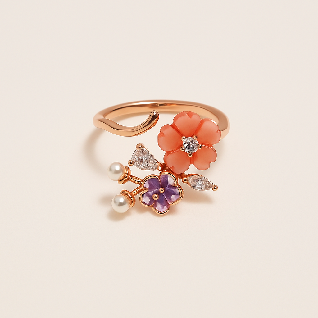 Silver Coral Serenade Ring for Women(Rose Gold)