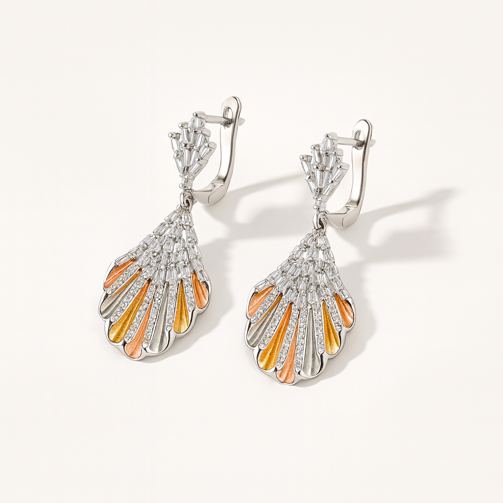 Celestial Fan Silver 925 Earrings