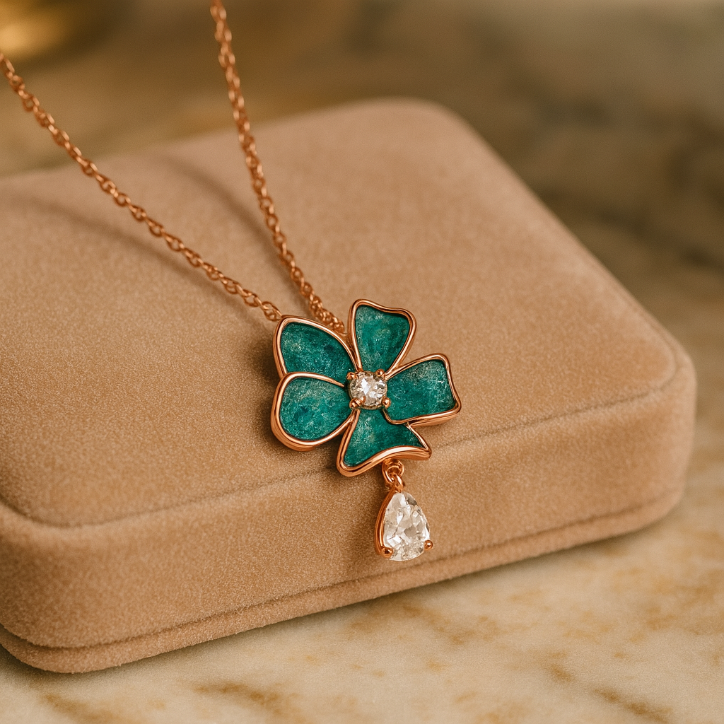 Petale Verde Silver 925 Necklace (Rose Gold)