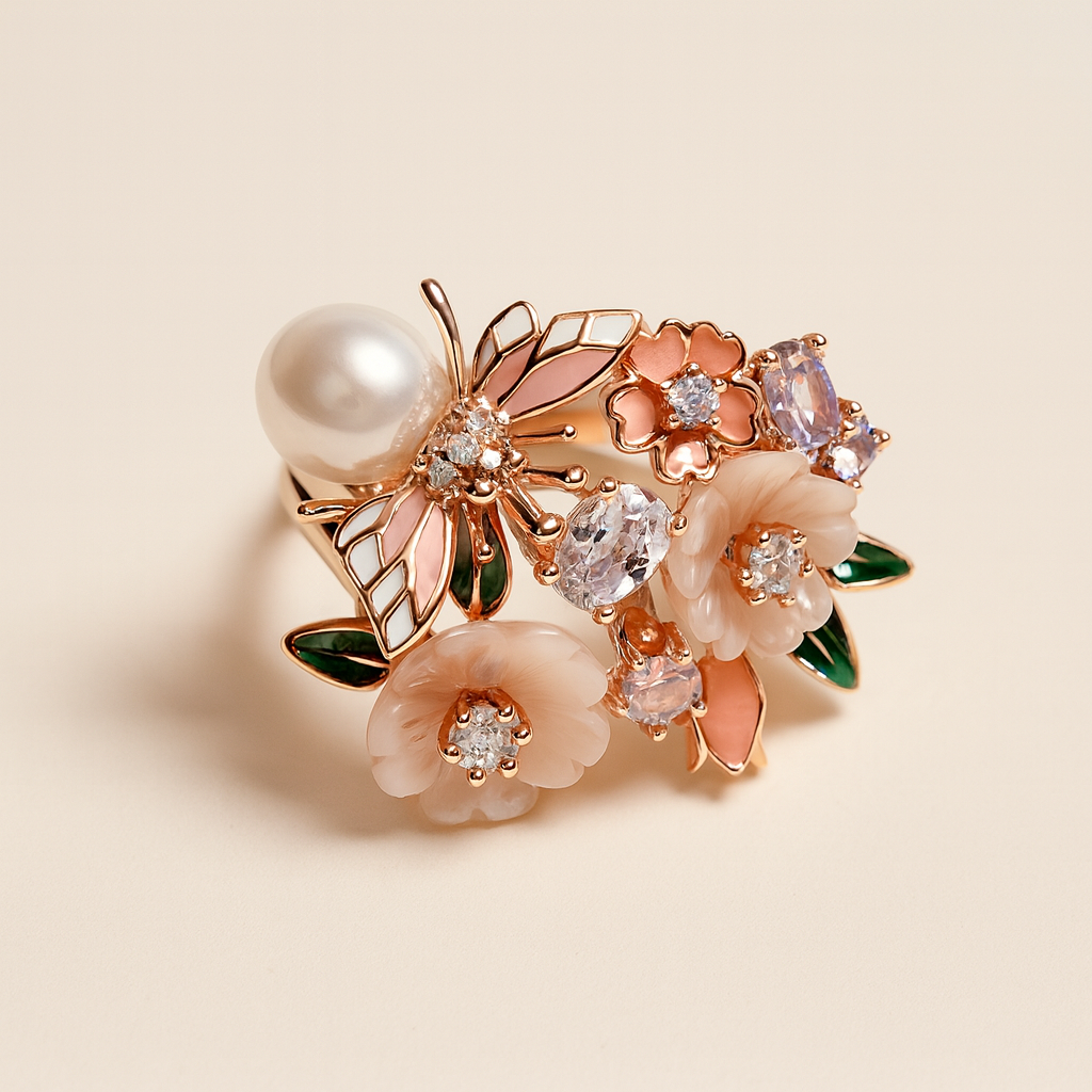 Silver Coralé Fleur Ring for Women