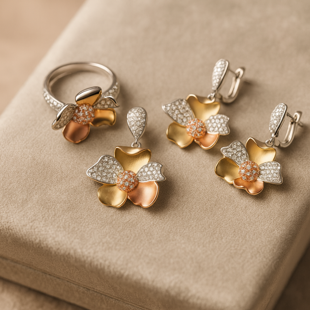 Solar Bloom Silver 925 Fine Jewelry Set