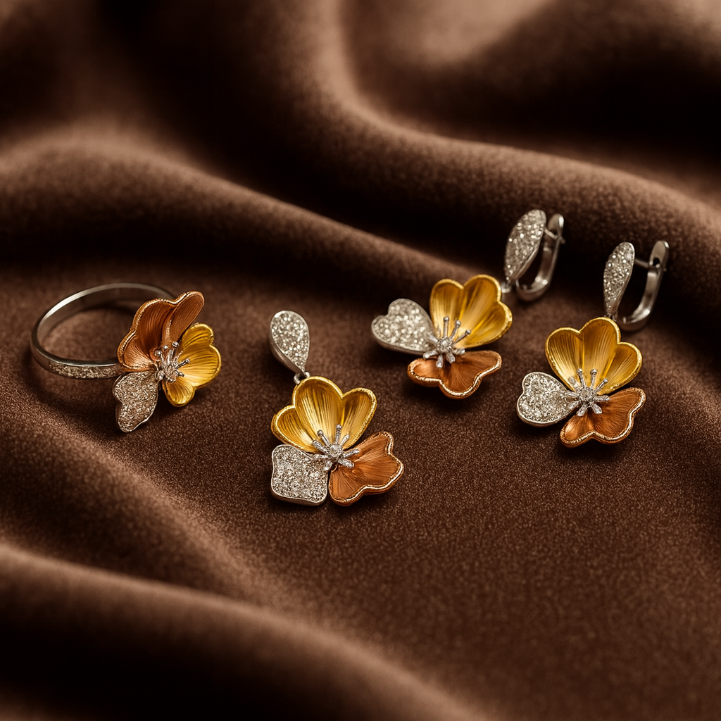 Golden Ember Silver 925 Fine Jewelry Set