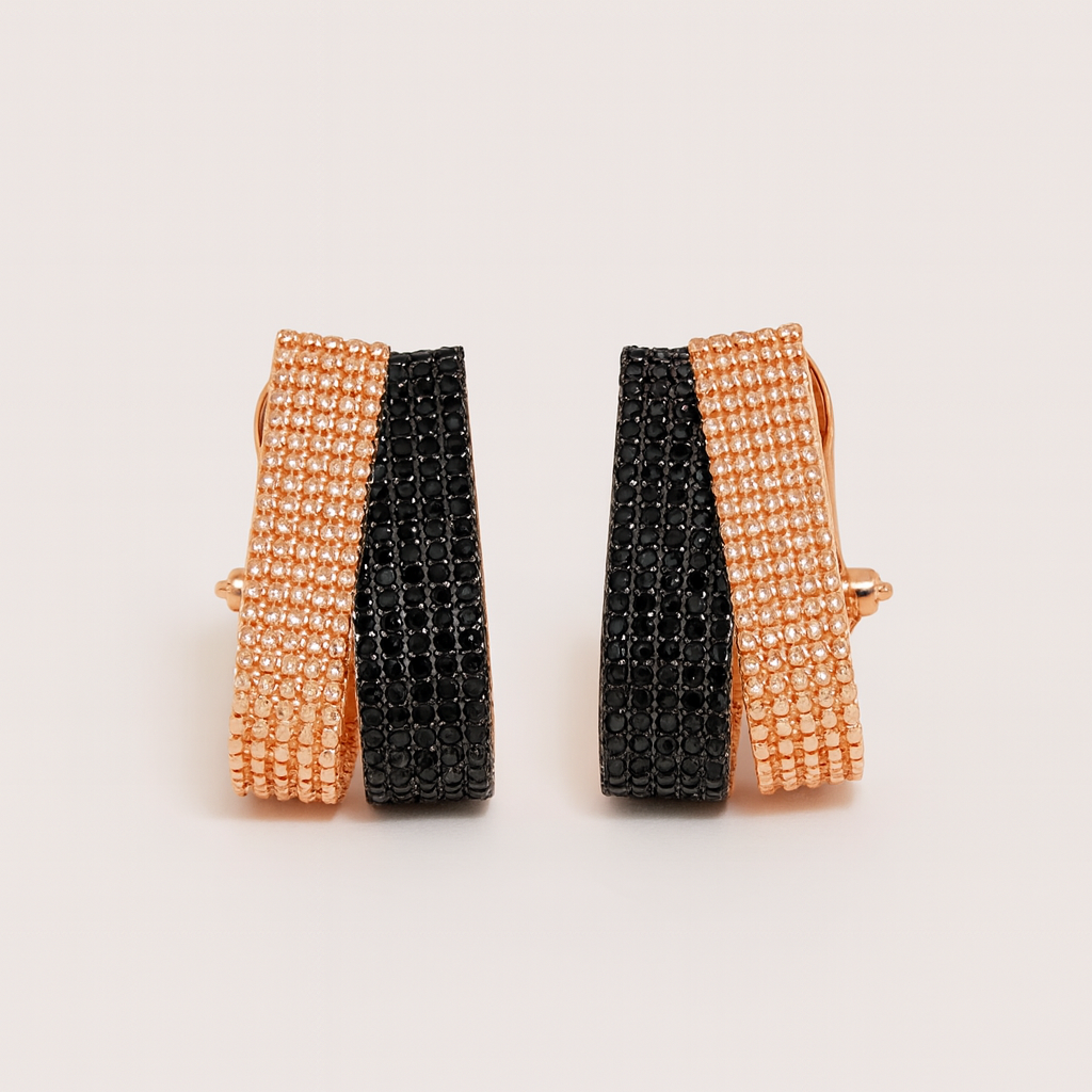 Silver Lustre Noir Weave Earrings for Women