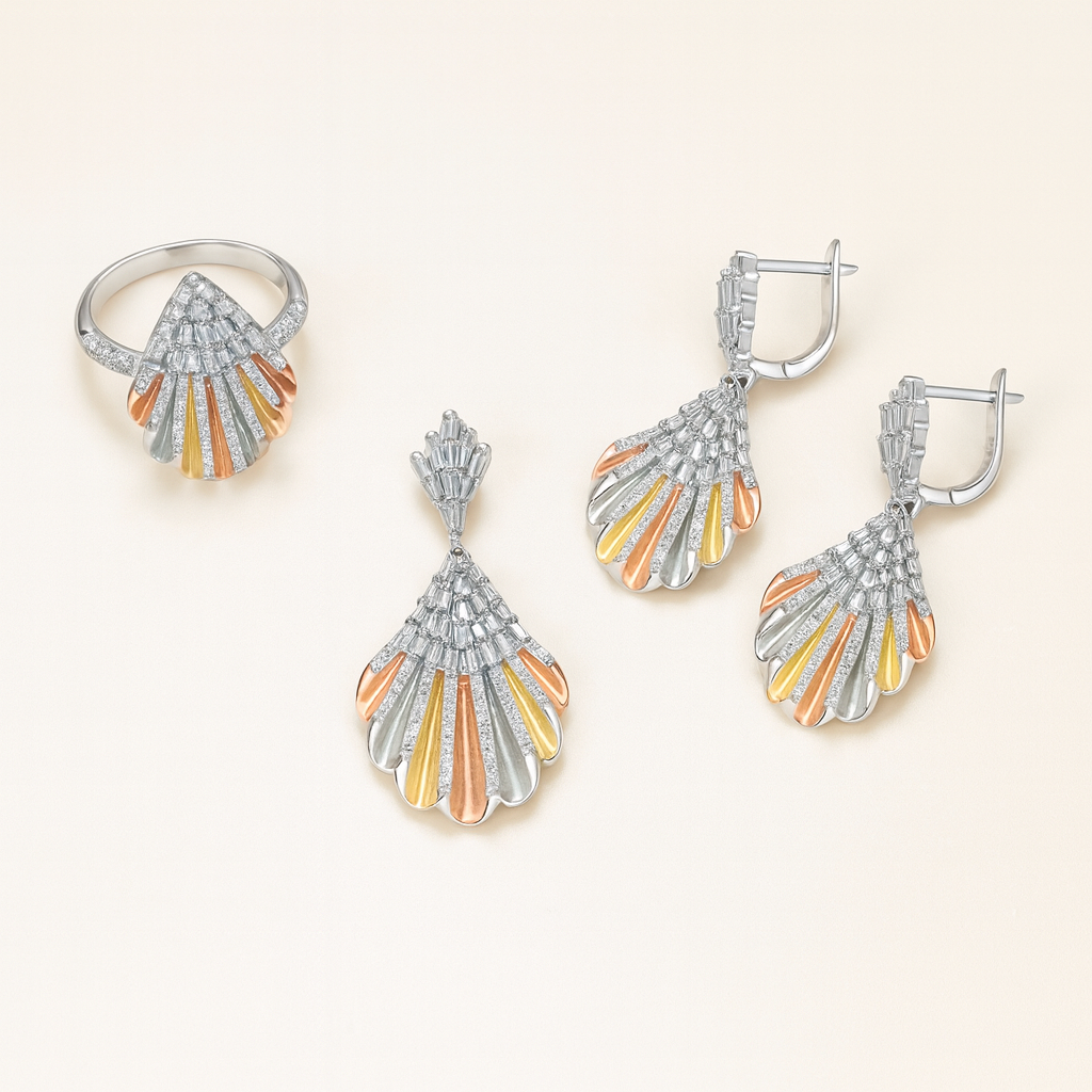 Celestial Fan Silver 925 Fine Jewelry Set