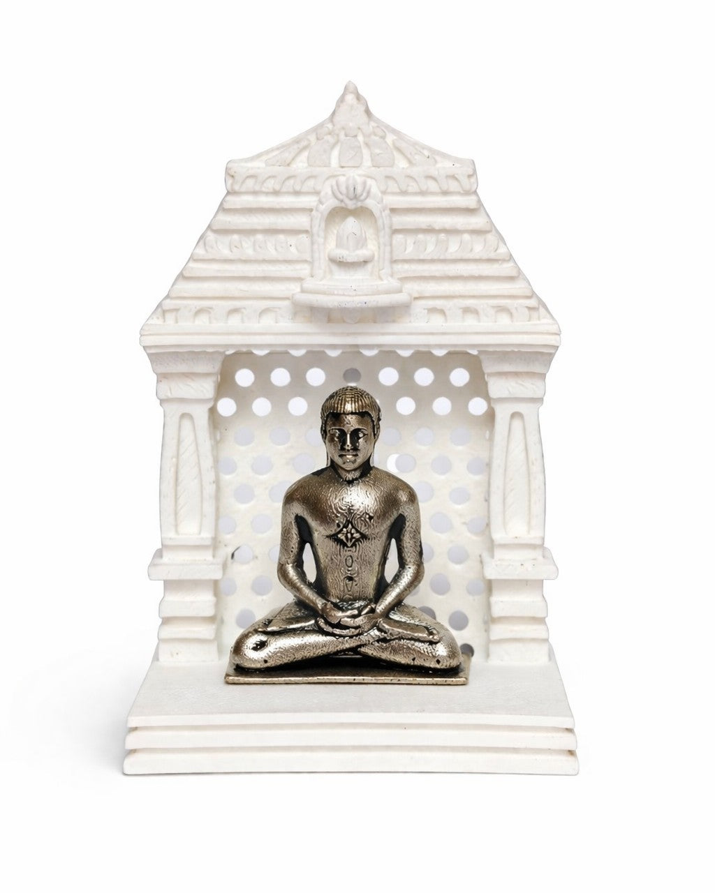 Lord Mahavir Silver Idol With Mandir