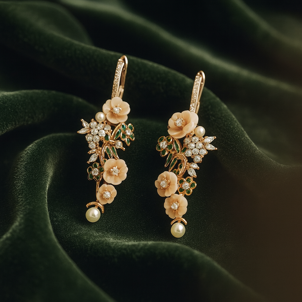 Pearlée Fleur Silver 925 Earrings (Rose Gold)