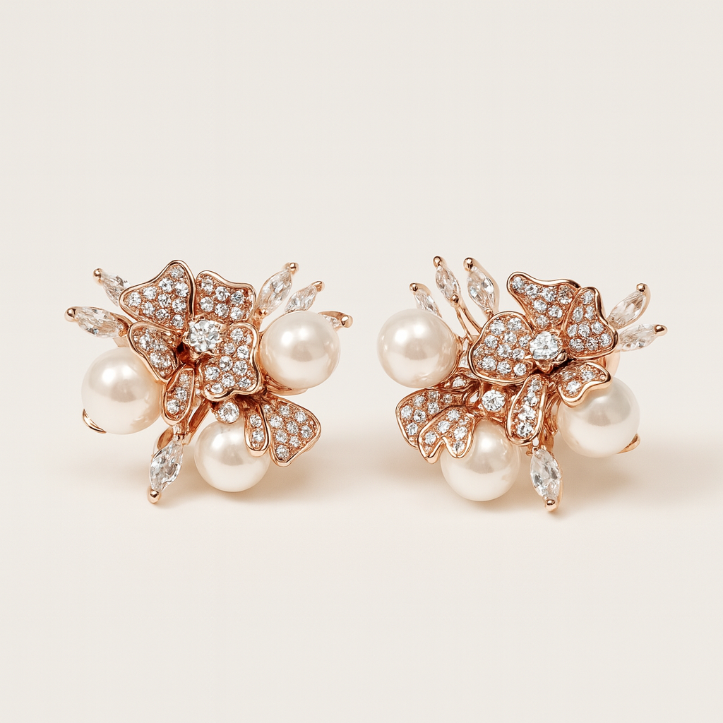 Pearl Luminaire Silver 925 Earrings (Rose Gold)