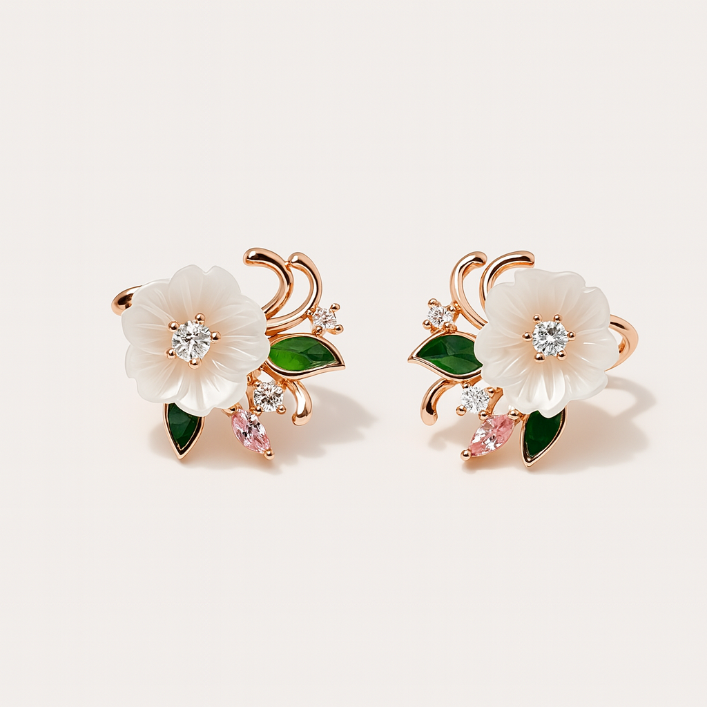 Silver Ivory Lyrica Earrings for Women(Rose Gold)