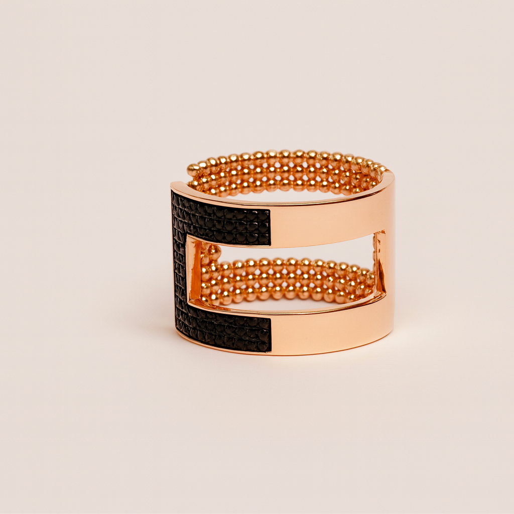 Silver Lustre Noir Weave Ring for Women