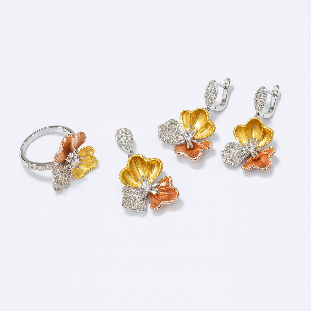 Golden Ember Silver 925 Fine Jewelry Set