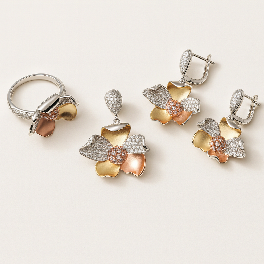 Solar Bloom Silver 925 Fine Jewelry Set
