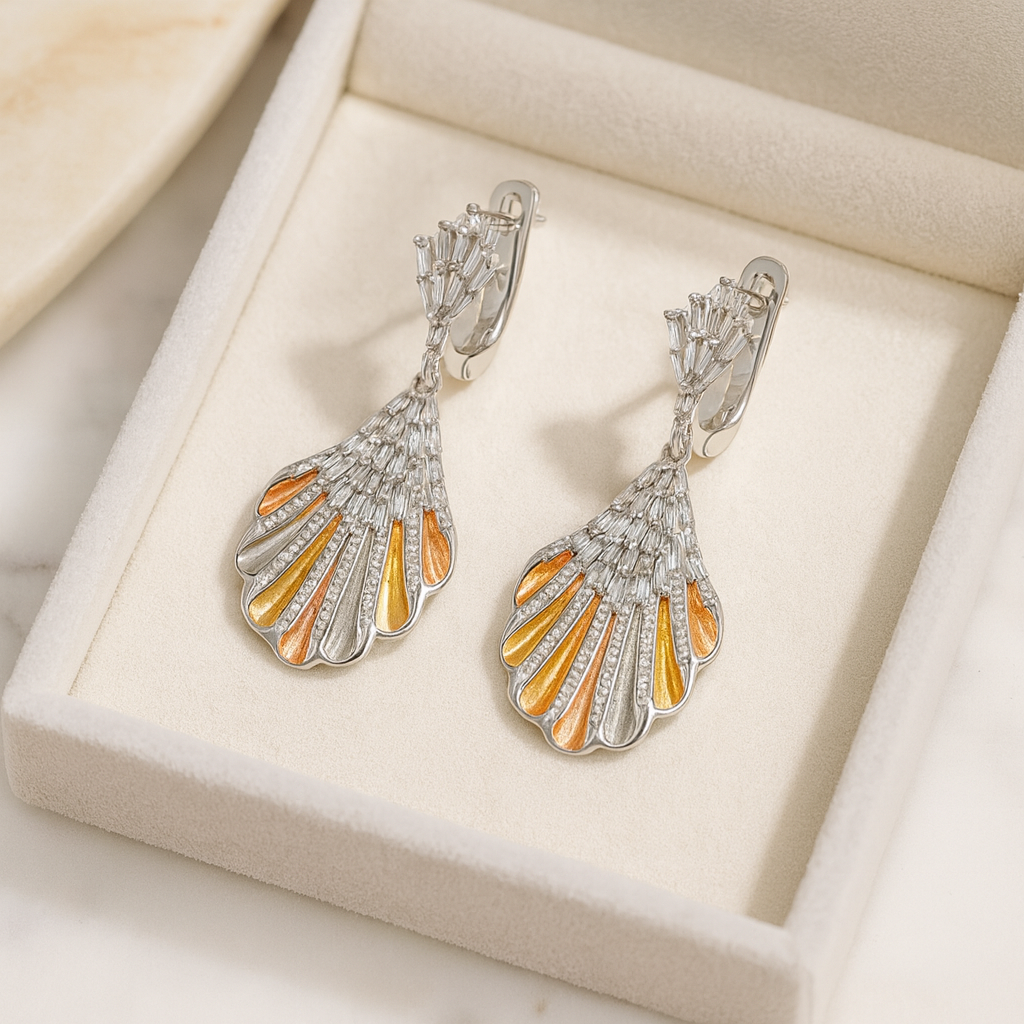 Celestial Fan Silver 925 Earrings