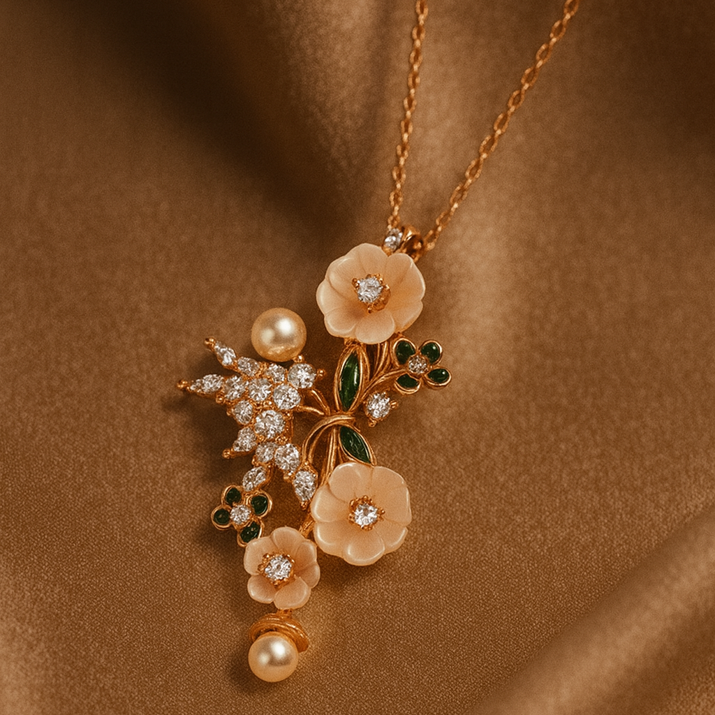 Pearlée Fleur Silver 925 Necklace (Rose Gold)