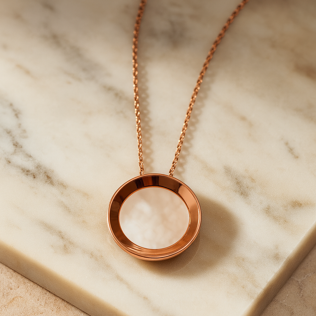 Ivory Halo Silver 925 Necklace (Rose Gold)
