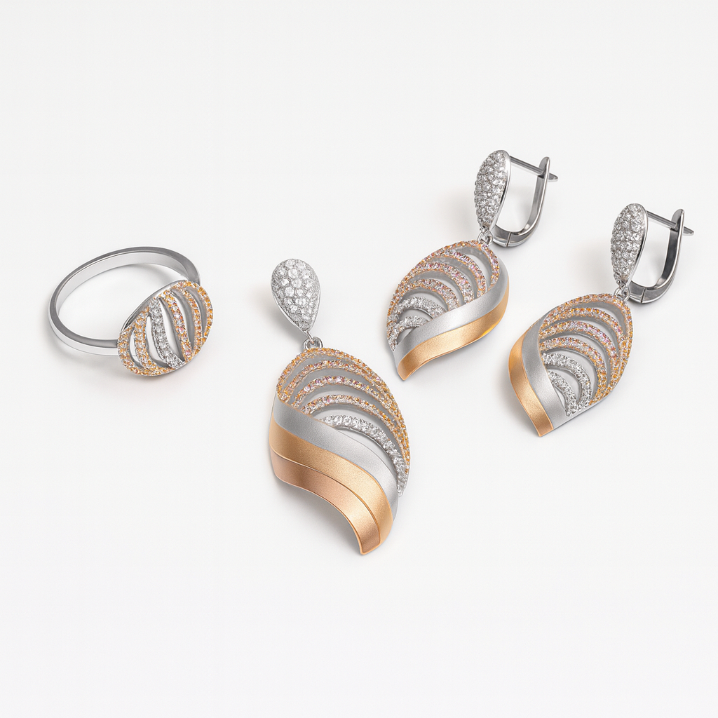Ethereal Wave Silver 925 Fine Jewelry Set