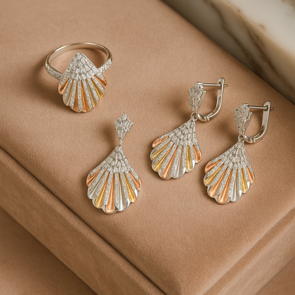 Celestial Fan Silver 925 Fine Jewelry Set