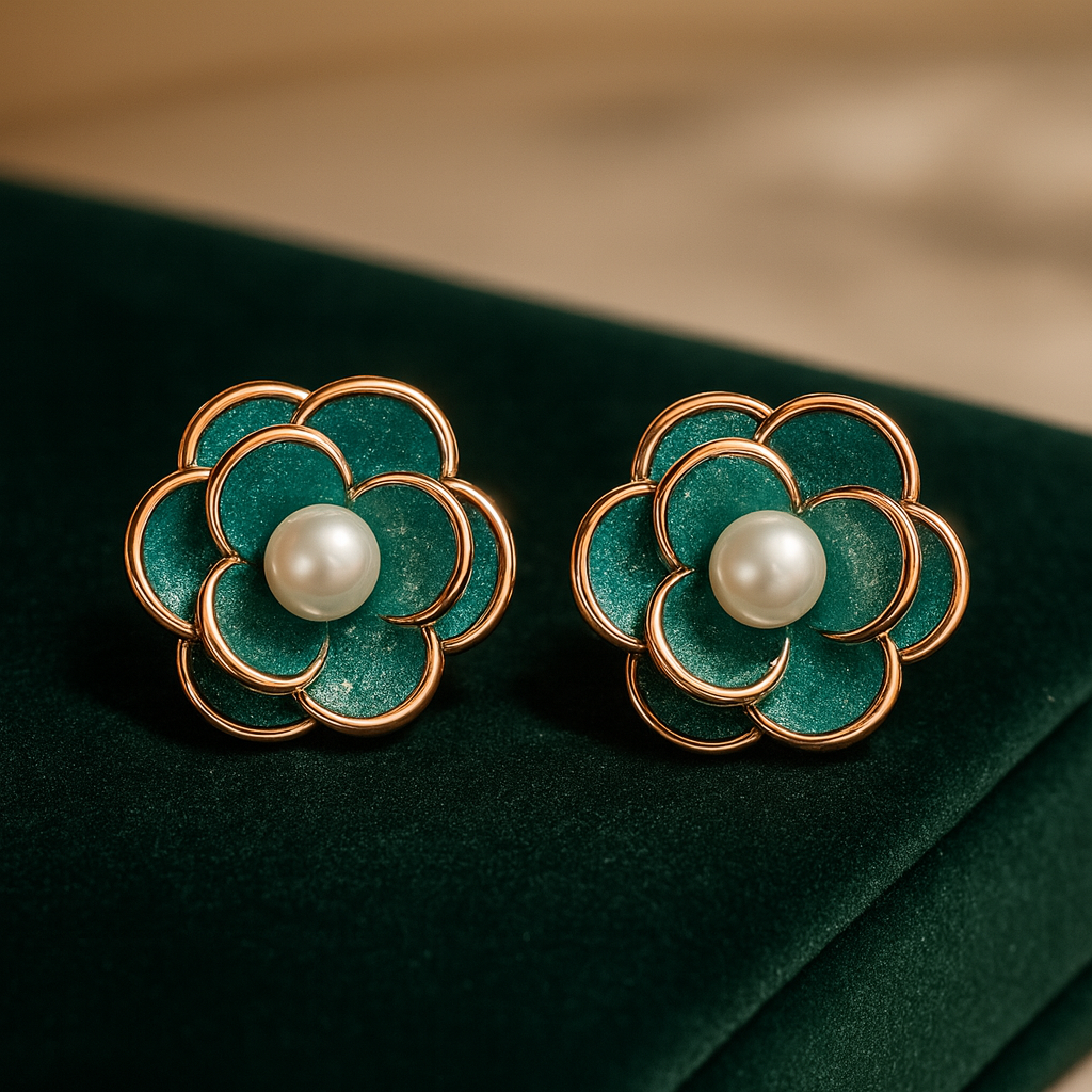 Emerald Poise Silver 925 Earrings (Rose Gold)