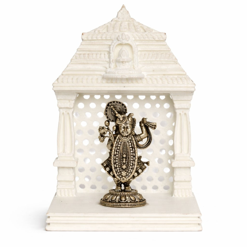 Shrinathji Silver Idol With Mandir