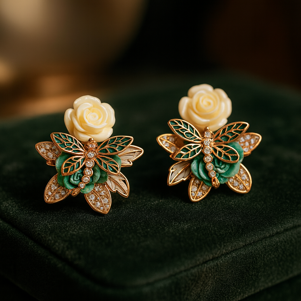 Fleur Essence Silver 925 Earrings (Rose Gold)